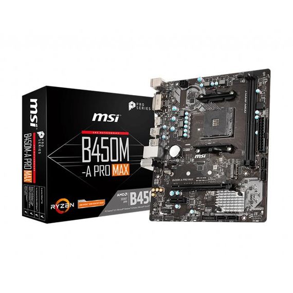 Материнская плата MSI B450M-A Pro Max DDR4 DVI HDMI M.2 MATX AM4 с поддержкой современных технологий - фото 1