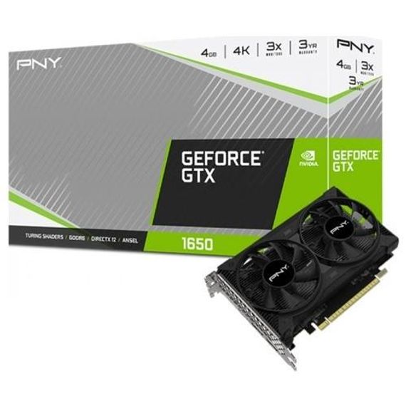 Графічна карта PNY GeForce GTX 1650 Twin VCG16504D6DFPPB 4 ГБ DDR6 128 Біт, 1xHDMI, 2xDisplayPort, активне охолодження для геймерів