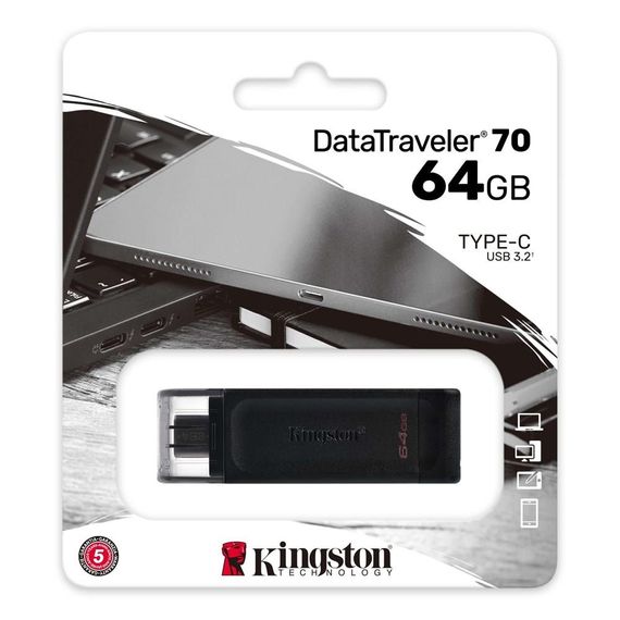 USB флеш-накопичувач Kingston 64GB Data Traveler DT70 Type C для швидкого зберігання даних