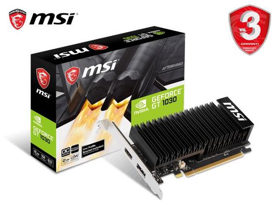 MSI GT1030 2GB GT1030-2GHD4 LP OC DDR4 64bit HDMI DisplayPort PCIe 16X v2.0 Fansız