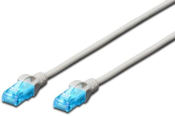 Цифровой патч-кабель DK-1512-005 UTP CAT 5E, 0.5 м, 2 x RJ45, защита от перегиба, обновленные коннекторы, цвет RAL 7044, PVC оболочка