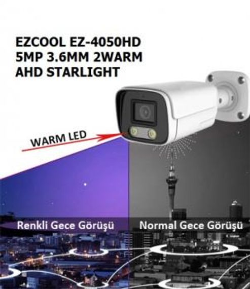 IP-камера Ezcool Ez-4050Hd 5Мп 3.6мм 2Warm AHD StarLight з високою роздільною здатністю та чудовою якістю зображення