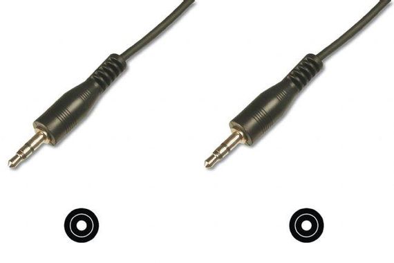 AK-510100-025-S Stereo Ses Kablosu, 3.5 mm erkek - 3,5 mm erkek, 2.50 metre, CCS, 2x0.10/10 zırhlı, siyah renk