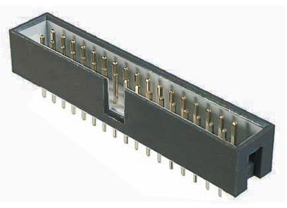 Кнопковий конектор AWHW 14G-0202-LC 14 Pin чоловічий без фіксації, чорний, прямий, крок 2.54 мм, 14 контактів