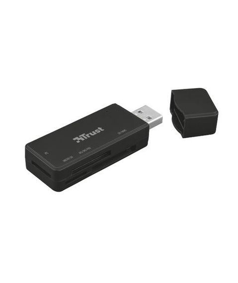 Читатель Trust 21935 Nanga USB 3.1, совместимый с Mac и Windows, поддерживает MicroSD, SD карты и другие, черный цвет, упаковка - коробка