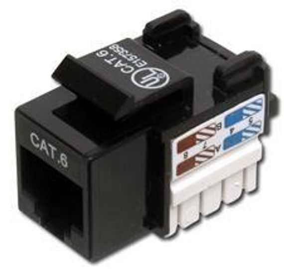 DN-93601 Digitus CAT.6 Кейс-джек, без екрана, RJ45, чорний, 250 MHz, сертифікований для EN 50173, підтримує T568A та T568B