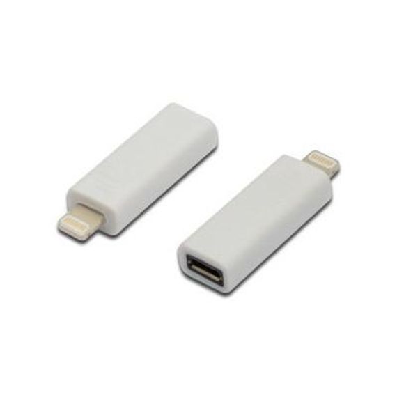 Адаптер AK-600501-000-W для iPhone, Apple 8pin мужской - micro USB B женский, белый, никелевое покрытие