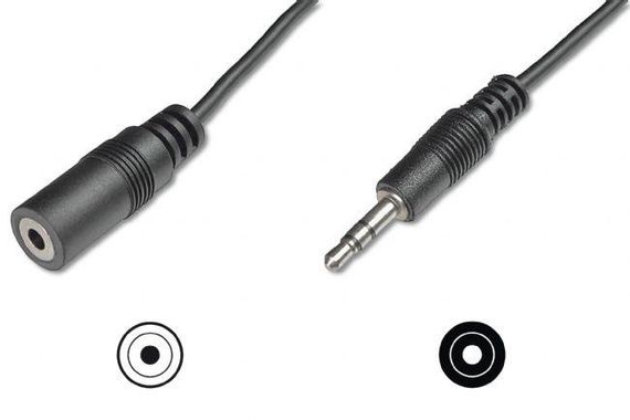 AK-510200-030-S Audio Uzatma Kablosu, stereo 3.5mm Erkek - 3.5mm Dişi, 2.5 metre, CCS, 2x0.10/10, zırhlı, siyah renk