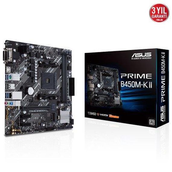 Материнська плата Asus Prime B450M-K II DDR4 з BIOS Flash Back, сокет AM4, компактний форм-фактор