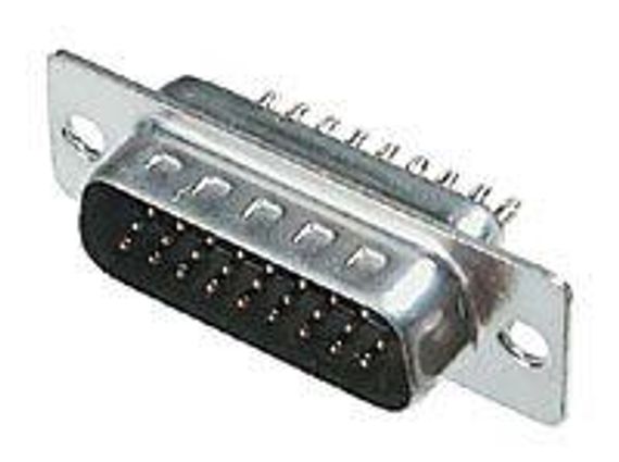 A-HDS 15 LL/Z High-Density D-SUB Connector, 15-Poles, Male, Solder Cups