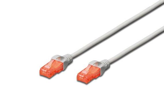 Патч-кабель DK-1617-005, U-UTP, CAT 6, 0,5м, AWG 26/7, мідь, LSZH, сірий, 2x RJ45, захист від заломів і розтягування