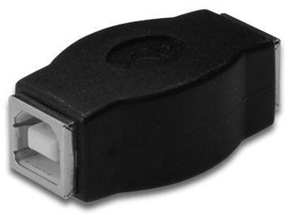 USB адаптер AK-300504-000-S, USB B женщина - USB B женщина, совместим с USB 2.0, черный цвет, никелевое покрытие