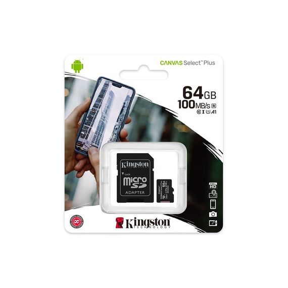 Карта памяти Kingston 64 ГБ microSD Class 10 SDCS2/64GB для надежного хранения данных