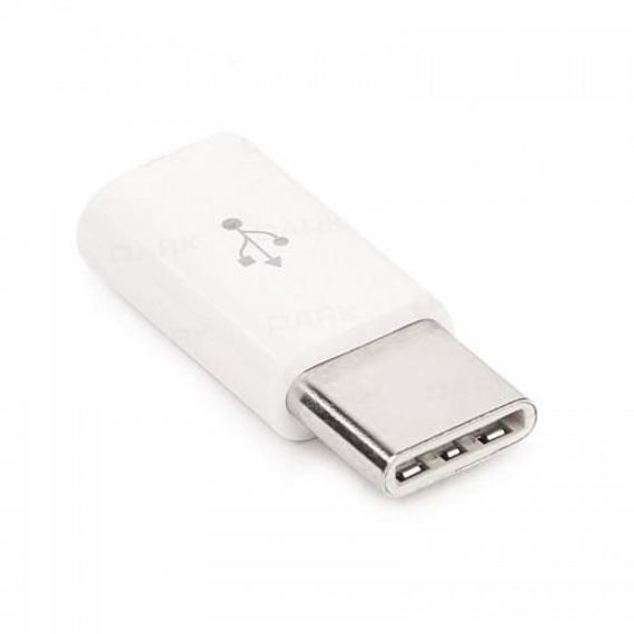 Переходник Dark USB3.1 Type-C Мужской - Micro USB2.0 Женский, белый для подключения Micro USB аксессуаров к устройствам с Type-C портом