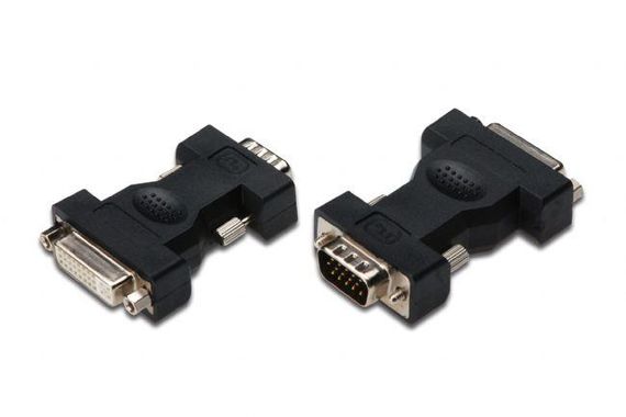 AK-320505-000-S Dvi - VGA Adaptörü, Dvi-I (245) dişi - HD15 erkek, siyah renk