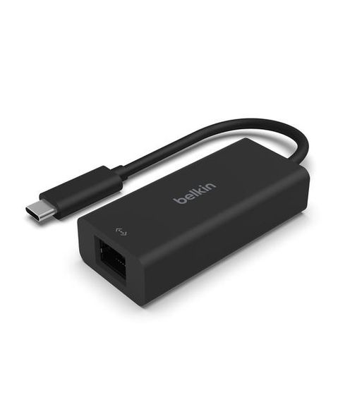 Адаптер Belkin USB-C - 2,5 Гбит/с Ethernet 10/100/1000/2500 Мбит/с, черный, RJ-45, 1 порт USB 3.2, индикаторы LED, в упаковке 1 шт