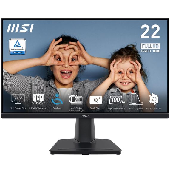 21.5" Msı Pro Mp225 1Ms 100Hz Fhd Ips Hdmı D-Sub Siyah Flat Monitör