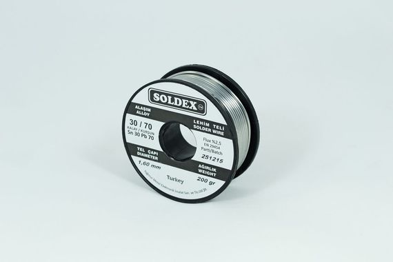 Лейка Soldex 30-70, 200 г, 1,6 мм, сплав 30% олово, 70% свинец, для пайки в условиях высокой температуры