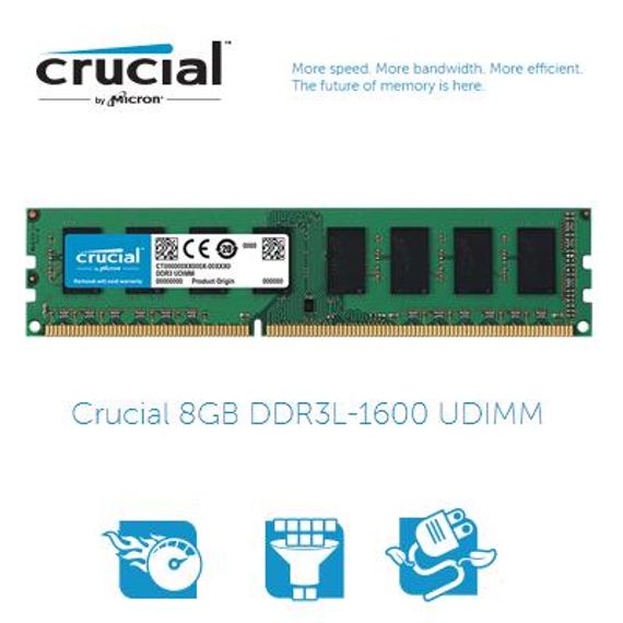 Оперативна пам'ять Crucial (Ct102464Bd160B) 8Гб DDR3L-1600 для настільних комп'ютерів 1.35V