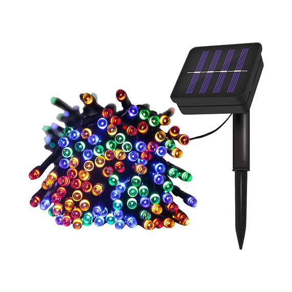 Сонячний світильник на вулиці 12м з 100 RGB LED, чорний кабель, 8 функцій для оздоблення території