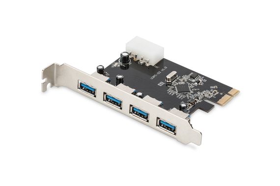 Карта PCI Express USB 3.0 с 4 портами Digitus, чип VL805, поддержка USB 3.0, 2.0, 1.1, Plug & Play, совместима с Windows 10, 8, 7, Vista, XP