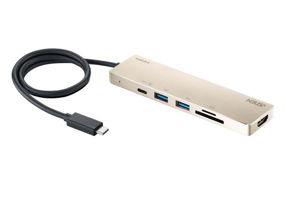 Мини-док с несколькими портами USB-C UH3239, 6-в-1, поддержка 4K, зарядка до 60 Вт, HDMI, 2x USB 3.2, кардридер SD/MicroSD, алюминиевый корпус