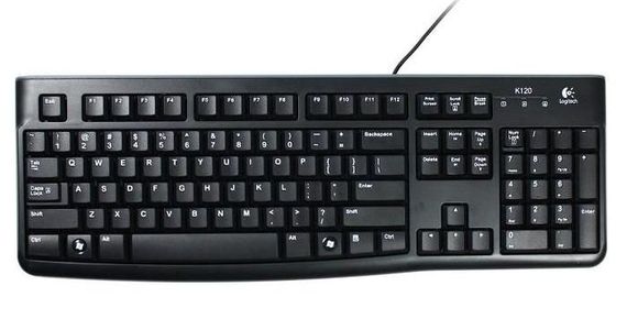 Клавиатура Logitech K120 с кабелем 920-002505, надежная и удобная для работы, идеальна для офиса и домашнего использования - фото 1