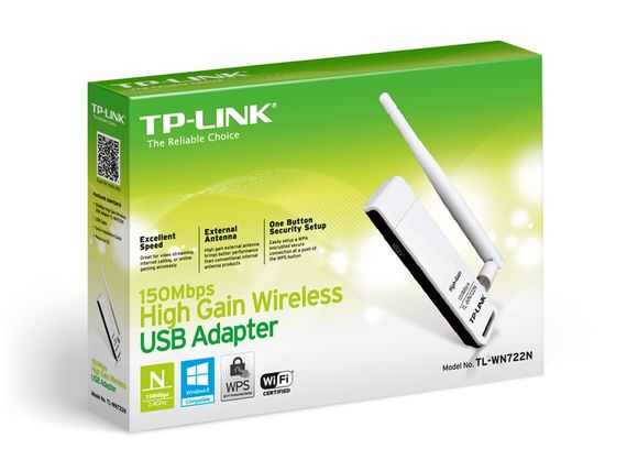 Беспроводной USB-адаптер TP-Link TL-WN722N 150M, поддержка стандартов IEEE 802.11n/g/b, скорость до 150 Mbps, безопасность WEP/WPA/WPA2