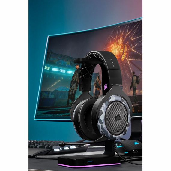 Гарнитура CORSAIR HS60 HAPTIC с камуфляжным дизайном, мощный звук и комфортный fit, идеальна для геймеров - фото 5