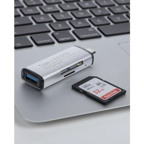 USB картридер DAYTONA ADS-103 з підтримкою USB Type-C та USB3.0 (OTG), вихід SD та MicroSD - фото 5