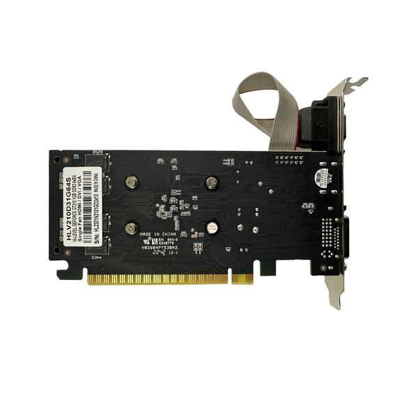 Графічна карта HI-LEVEL GT210 1ГБ DDR3 64BIT HDMI/DVI/VGA з одним вентилятором (Модель: HLV210D31G64S) - фото 2