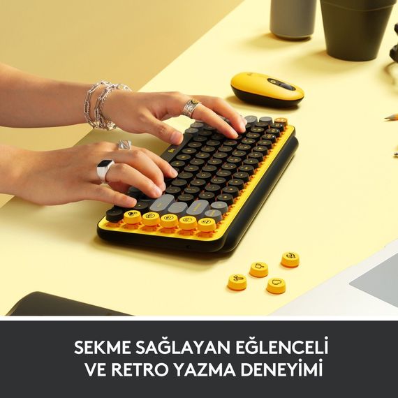 Клавиатура LOGITECH 920-010818 POP KEYS Механическая, Жёлтая, Компактный дизайн, Высокая отзывчивость клавиш - фото 4