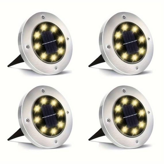 Сонячне вуличне освітлення з 8 LED, 3W, набір із 4-х штук для саду, водонепроникне, автоматичне вмикання вночі