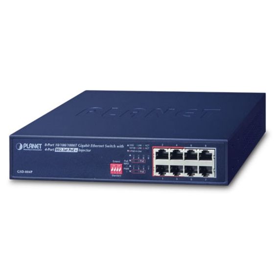 Unmanaged Switch 4-Port 10/100/1000Base-T IEEE 802.3 at/af PoE+ 30.8W per Port Max Power Budget 60W