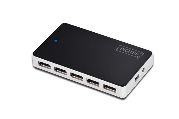 Digitus 10 Port USB Hub, USB 2.0, güç adaptörlü, plastik