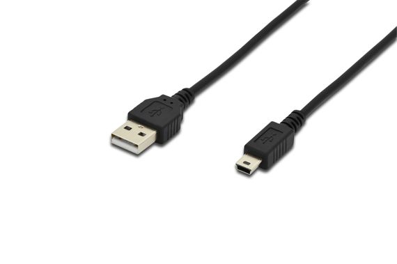 USB 2.0 Connection Cable, USB A Male to USB mini B (5 pin) Male,