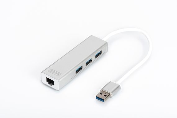 Digitus 3 Port USB 3.0 Hub USB 3.0 Gigabit Ethernet Adapter, 1