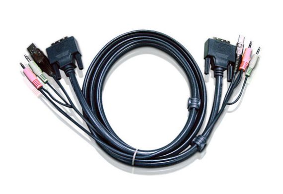 USB DVI-D Dual Link Desktop KVMP Switch Kablosu, 3 Metre