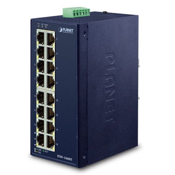 Industrial 16-Port 10/100TX Fast Ethernet Switch with -40 to 75°C Operating Temperature and IP30 Metal Chassis for Reliable Networking