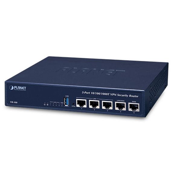 5-Port 10/100/1000T VPN Security Router with USB, Dual WAN, Firewall Protection, 60 VPN Tunnels, and Fanless Design for Home or Office Use