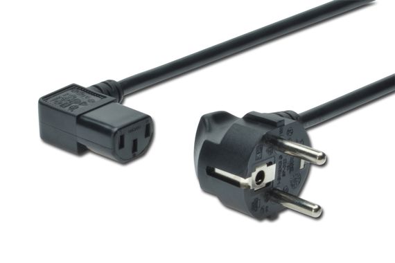 Güç Kablosu, CEE 7/7 (Typ-F) - C13, 90ø açılı, Erkek / Dişi,  1.8 metre, H05VV-F3G 0.75qmm, siyah renk&lt;br&gt;Power Cord, CEE 7/7 (Typ-F) - C13, 90ø angled M/F, 1.8m, H05VV-F3G 0.75qmm, black