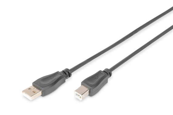 Digitus USB 2.0 Bağlantı Kablosu, USB A Erkek - USB B Erkek B, 0.5 metre, AWG 28, USB 2.0 uyumlu, UL, siyah renk&lt;br&gt;Digitus USB 2.0 Connection Cable, type A - B M/M, 0.5m, USB 2.0 conform, black