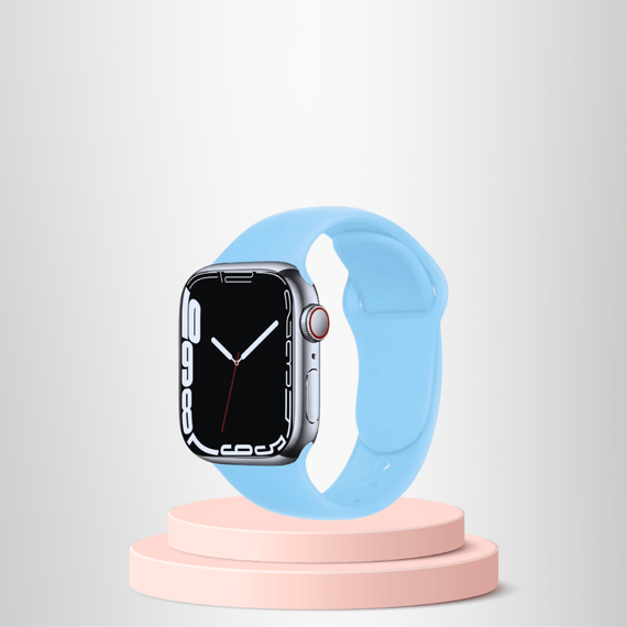 Apple Watch  ultra Silikon Kordon 42-44-45-49 Mm/L Uyumlu AÇIK MAVİ