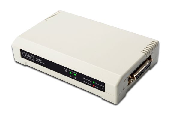 Сервер друку Digitus з 3 портами Fast Ethernet, 2 x USB 2.0, підтримка Windows та Mac OS, адаптер живлення в комплекті