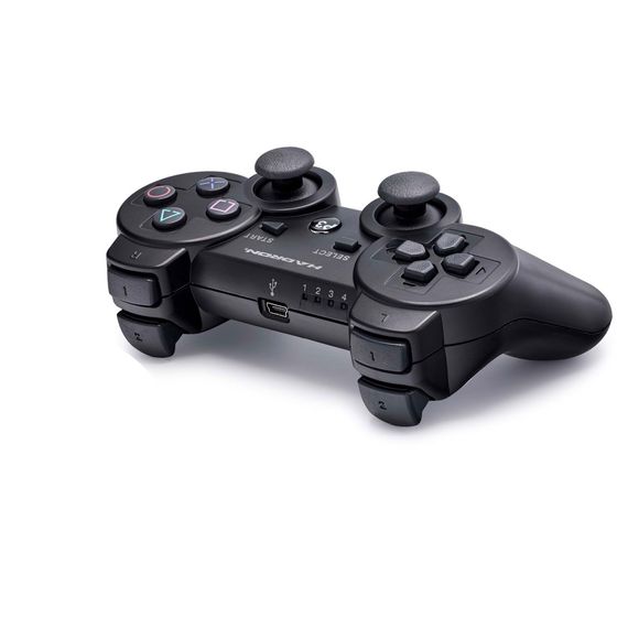 Беспроводной игровой контроллер PS3 HD306S черный с вибрацией для комфортной игры и высокой чувствительностью кнопок