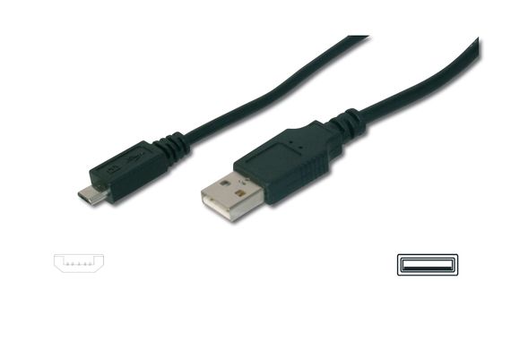 Кабель USB 2.0, USB A чоловічий - мікро USB B чоловічий, довжина 1,80 метра, двошарова броня, чорний кольор