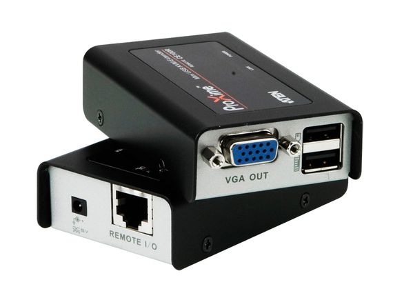 USB KVM подовжувач VGA, 100 м, 1920x1200, без зовнішнього живлення, захист від перенапруги, монтується на стіну