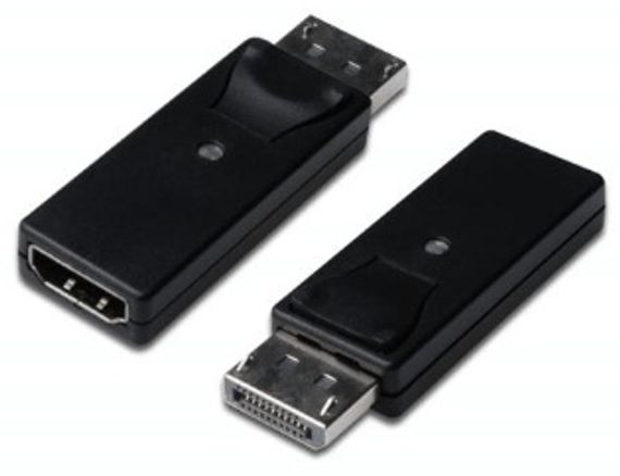 Адаптер DisplayPort (DP) до HDMI, DP чоловічий - HDMI A жіночий, DP 1.1a, максимальна роздільна здатність 1920x1080, чорний, нікелеве покриття