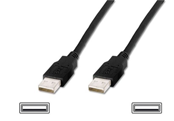 USB 2.0 кабель, USB A чоловічий - USB A чоловічий, довжина 1.80 метра, двошарова броня, чорний колір