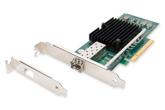 Ethernet карта Digitus 1 Port 10G SFP PCI Express, з низьким профілем, чіп Intel JL82599EN, підтримка VLAN, сумісність з Windows та Linux